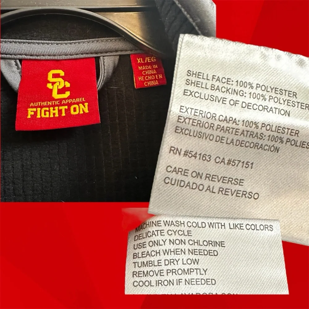 New USC Gray Quarter-Zip Pullover W/Trojan Logo Size XL But Fits Like A Large